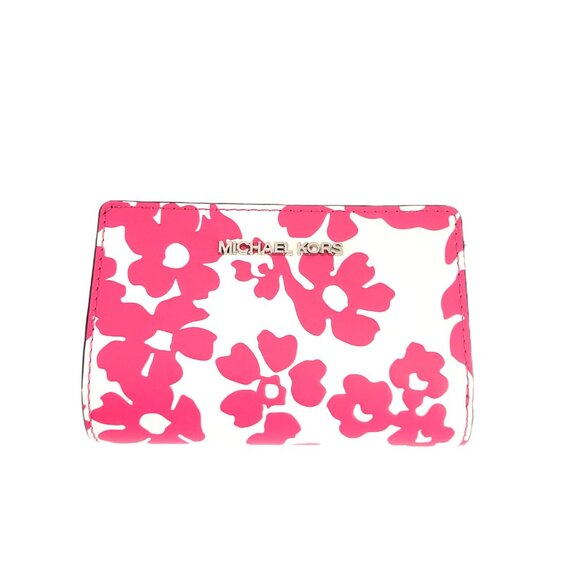 Michael Kors Jet Set Travel Medium Bifold Zip Coin Wallet Dragonfruit Embossed - Picture 1 of 8